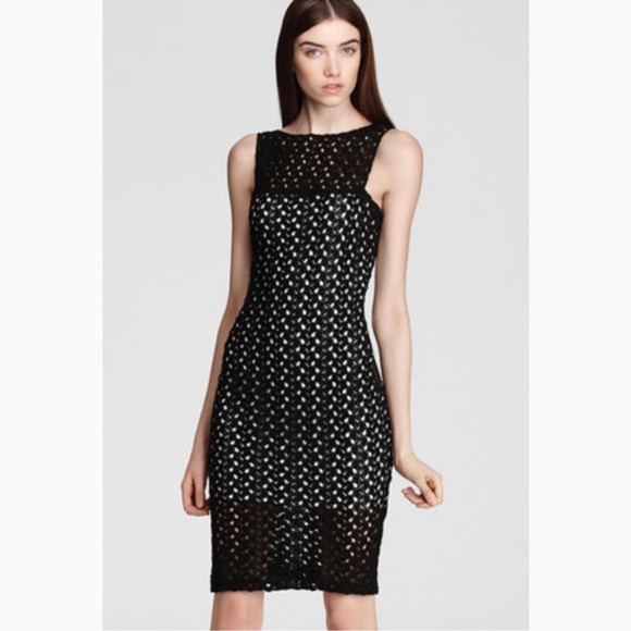 Black Halo Crochet Overlay Dress Size 4 - Picture 1 of 10